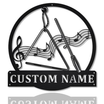 Personalized Triangle Music Metal Sign, Custom Name, Musical Instrument Sign, Decoration For Living Room, Custom Metal Sign | Seseable CA