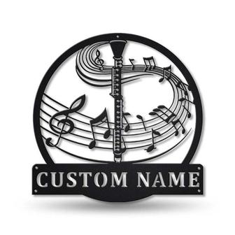 Personalized Clarinet Music Metal Sign, Custom Name, Clarinet Music Sign, Clarinet Gift, Custom Music Metal Sign - Seseable