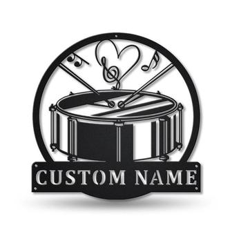 Personalized Snare Drum Monogram Metal Sign, Custom Name, Snare Drum Monogram Sign, Snare Drum Gift, Custom Music Metal Sign - Seseable