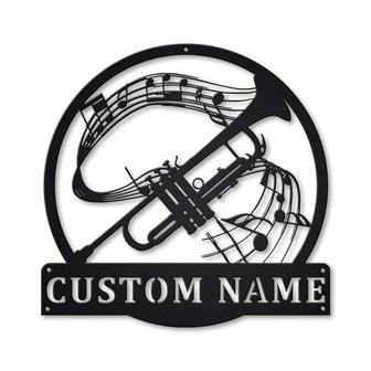 Personalized Trumpet Monogram Metal Sign, Custom Name, Trumpet Monogram Metal Sign, Trumpet Gifts For Men, Custom Music Metal Sign | Seseable CA
