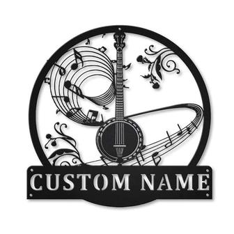 Personalized Banjo Music Metal Sign, Custom Name, Banjo Music Sign, Banjo Gifts, Custom Musical Instrument Metal Sign - Seseable
