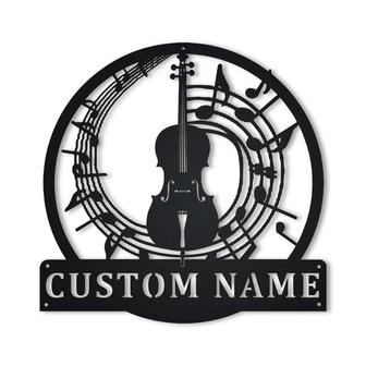 Personalized Cello Monogram Metal Sign, Custom Name, Cello Monogram Metal Sign, Cello Music, Custom Musical Instrument Metal Sign - Seseable