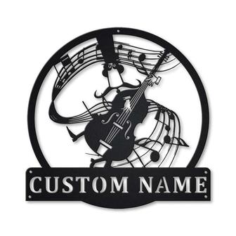 Personalized Double Bass Monogram Metal Sign, Custom Name, Double Bass Monogram Sign, Custom Musical Instrument Metal Sign - Seseable