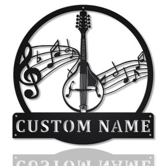 Personalized Mandolin Monogram Metal Sign, Custom Name, Mandolin Metal Sign, Mandolin Gifts, Custom Musical Instrument Sign - Seseable