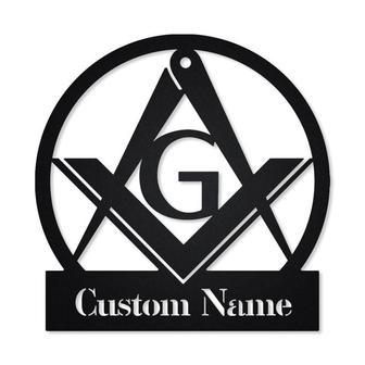 Personalized Masonic Freemasonry Monogram Metal Sign, Custom Name, Masonic Metal Wall Decor, Custom Name Metal Sign - Seseable