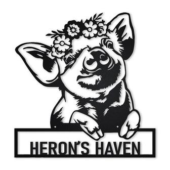 Personalized Pig Haven Farm Metal Sign, Custom Name, Outdoor Metal Sign, Gift For Family, Farm Gift, Custom Outdoor Signs - Seseable