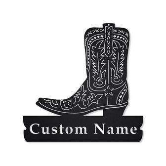 Personalized Texas Boots Metal Sign, Custom Name, Texas Boots Sign, Custom Texas Boots Name Metal Sign - Seseable