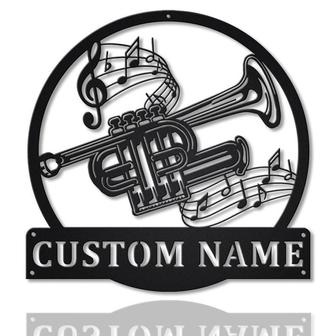 Personalized Piccolo Trumpet Metal Sign, Custom Name, Piccolo Trumpet Metal Wall Art, Home Decor, Custom Trumpet Music Metal Sign - Seseable