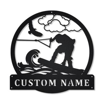 Personalized Wakeboarding Monogram Metal Sign, Custom Name, Wakeboarding Antler Decor, Housewarming Outdoor Metal, Custom Wakeboarding Metal Sign | Seseable CA