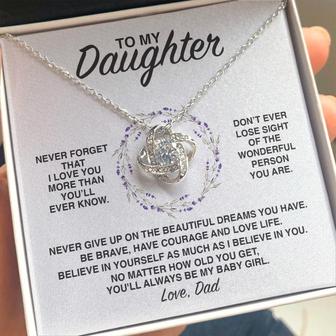 Love Knot Necklace Gift For Daughter From Dad - Always Be My Baby Girl - Seseable
