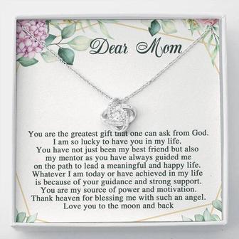 Dear Mom Love Knot Necklace Message Card - Seseable