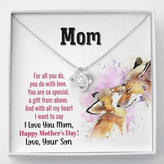 Gift For Mom From Son Love Knot Necklace With Message Card - Seseable