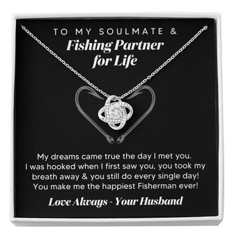 Gift For Wife, To My Soulmate & Fishing Partner For Life - Love Knot Necklace Perfect Gift For Birthday, Anniversary, Valentine's & Special Occasions | Seseable UK