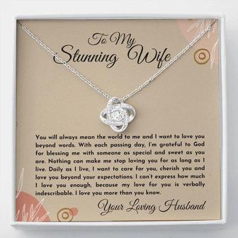 Gift For Wife | You Will Always Mean The World To Me | Love Knot Necklace - Seseable