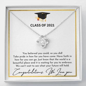 Graduation Class Of 2021 Congratulations Love Knot Necklace - Seseable