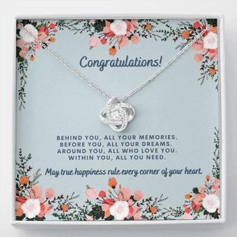 Graduation Gift For Daughter, Granddaughter. White Gold Love Knot Necklace. High School Graduation, College Graduation. - Seseable