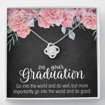 Graduation Love Knot Necklace Gift, Congratulations Jewelry Gift, Friend Grad Gift, Message, Quotes, Gift For Daughter, Graduation Jewelry | Seseable UK