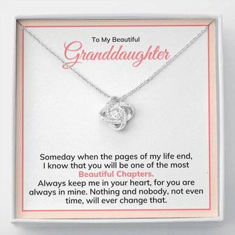 To My Beautiful Granddaughter - Love Knot Necklace Gift From Grandma Grandpa - Seseable