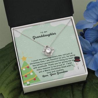 Granddaughters Gift From Grandma, Special Christmas Message Card, Custom Love Knot Necklace Gift From Grandma - Seseable