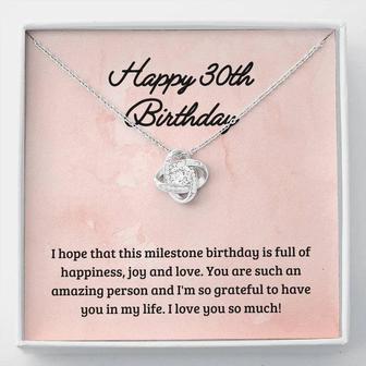 Happy 30Th Milestone Birthday Love Knot Necklace - Seseable