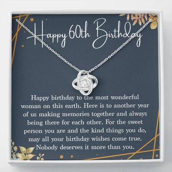 Happy 60Th Birthday Necklace Gift For Her, 60Th Birthday Gifts For Women Mom, 60 Years Old Jewelry Love Knot Necklace Xx166lk41 - Seseable