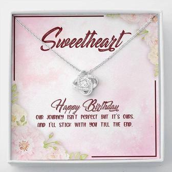 Happy Birthday Sweetheart- Love Knot Necklace - Seseable