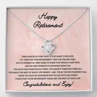 Happy Retirement Congratulations And Enjoy Love Knot Necklace - Seseable