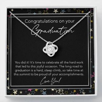 Love Knot Necklace, College Graduation Gift For Her, Phd Graduation Gift For Daughter, High School Graduation Gift For Best Friend, Doctorate - Seseable