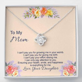 Love Knot Necklace With I Can't Pay You Message Card (Gift For Mother) - Seseable