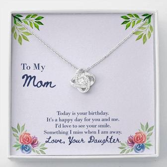 Love Knot Necklace With Love To See A Smile On Your Birthday Message Card (Gift For Mother) - Seseable