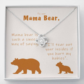 Mama Bear Love Knot Necklace With Message Card - Seseable