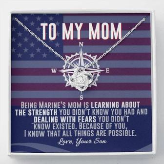 Marine Mom Gift - Because Of You - The Love Knot Necklace - Seseable