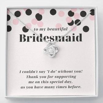 Modern Confetti Thank You Bridesmaid Love Knot Necklace - Seseable