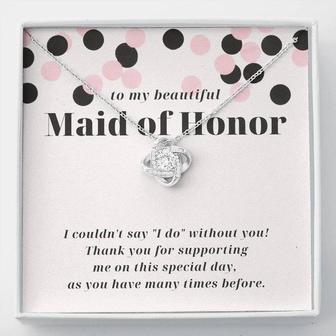 Modern Confetti Thank You Maid Of Honor Love Knot Necklace - Seseable