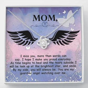 Mom - I Miss You More Than Words Can Say - Love Knot Necklace - Seseable