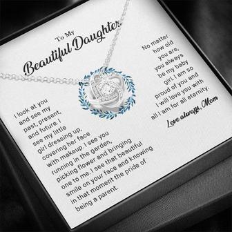 Mom Loves Daughter For All Eternity - Love Knot Necklace - Seseable