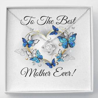 Mother's Day Best Mother Ever Love Knot Necklace With Butterflies Message Card - Seseable
