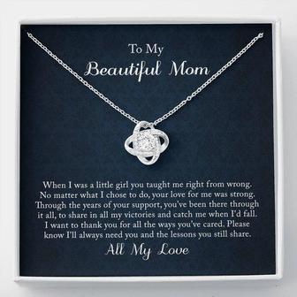 My Beautiful Mom, I Want To Thank You - Love Knot Necklace - Seseable