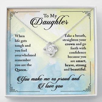 My Daughter, Brave, Strong, Smart, Beautiful - Love Knot Necklace - Seseable