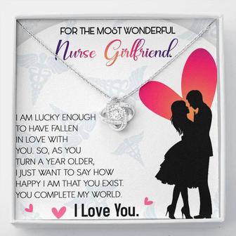 Nurse Girlfriend Love Knot Necklace Message Card - Seseable
