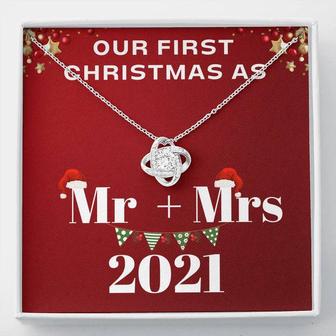 Our First Christmas As Mr + Mrs - 2021 -Love Knot Necklace - Seseable