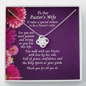 Pastor's Wife Appreciation Card With Love Knot Necklace - Seseable