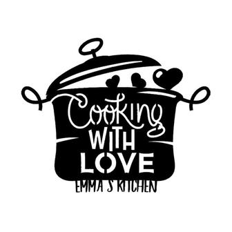 Custom Name Cooking With Love Metal Sign, Kitchen Lovers Gift, Personalized Kitchen Metal Sign - Seseable