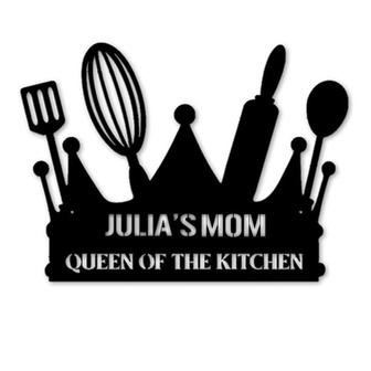 Custom Name Queen Of The Kitchen Metal Sign, Cooking Lover, House Decor Gift, Personalized Kitchen Metal Sign - Seseable