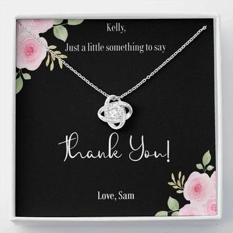 Custom Name Message Card Love Knot Necklace - Say Thank You - Gift From Husband To Wife - Thankyou Love Gift Idea - Seseable