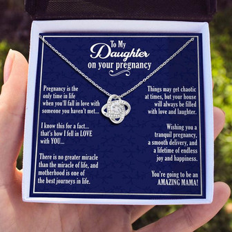 Pregnancy Gift For Daughter Love Knot Necklace - Amazing Mama! - Seseable