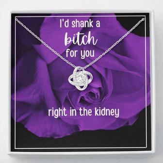 Right In The Kidney - Love Knot Necklace - Purple Flower Background | Seseable CA