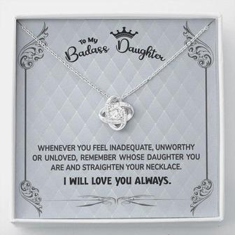 To My Badass Daughter&Quot; Love Knot Necklace Necklace Gift Set, Gift From Mom, Gift From Dad To Daughter - Seseable