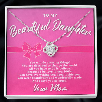To My Beautiful Daughter - Love Knot Necklace Birthday Gift For Daughter, Birthday Gift For Daughter, Gift For Daughter, Necklace For Daughter - Seseable