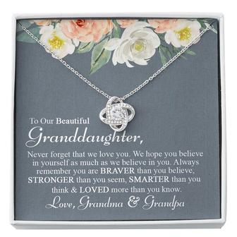 To My Beautiful Granddaughter Never Forget That I Love You Love Knot Necklace - Seseable